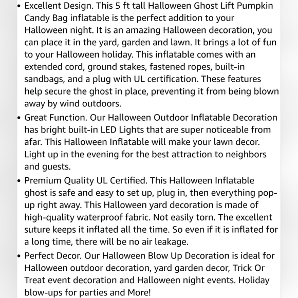 Joiedomi 5 FT Halloween Inflatable Ghost in Pumpkin with Build-in LEDs Blow Up I - Picture 10 of 10